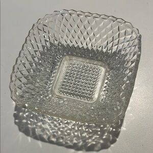 Vintage Indiana Glass Diamond Point Square Dish 5.5” Clear Candy/trinket Dish